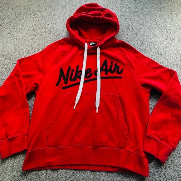 Nike Air Hoodie Mens Small Red Black Spell Out Pullover Sweatshirt Hooded - Picture 2 of 13